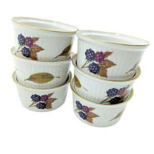 Royal Worcester Fine Porcelain 6 Set Miniature Ramekins Made England Oven Safe